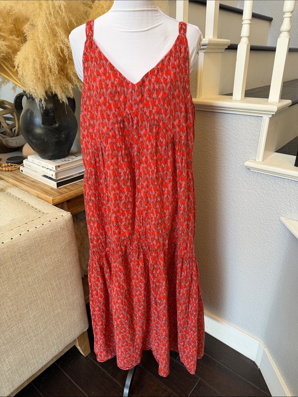 Joie Bondi Maxi Dress Tiered Sundress Flowy Lined Boho Sleeveless Size XL - Picture 3 of 8